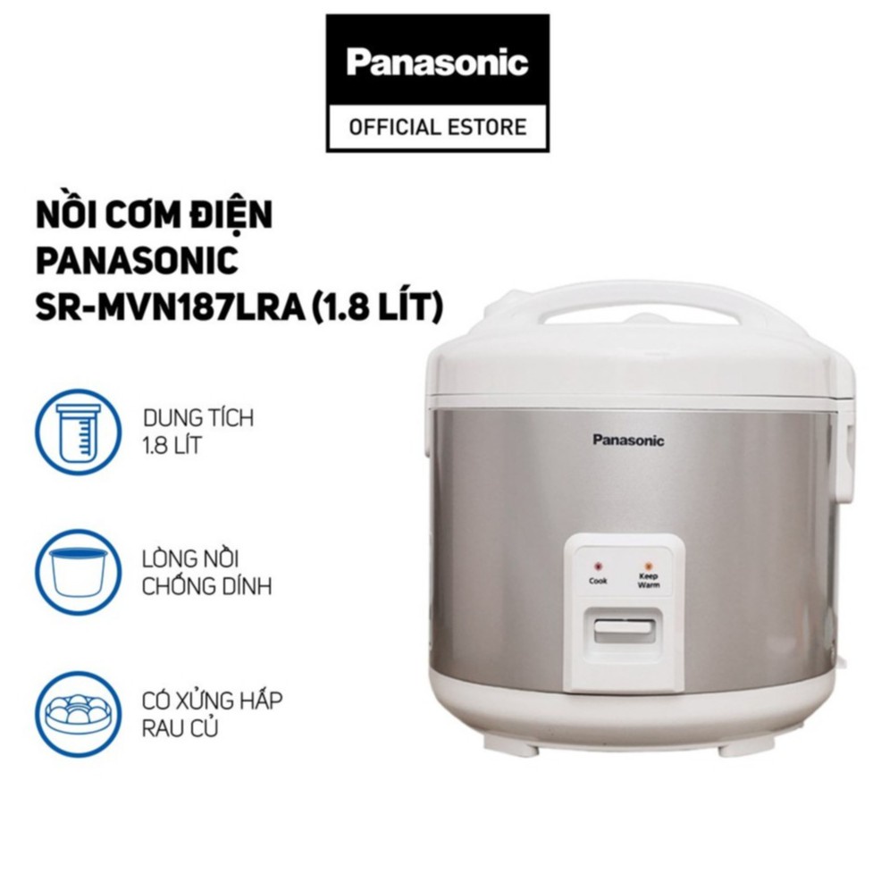 Nồi Cơm Điện Nắp Gài Panasonic SR-MVN187LRA (1.8L) - Bảo Hành 12 Tháng - Hàng Chính Hãng