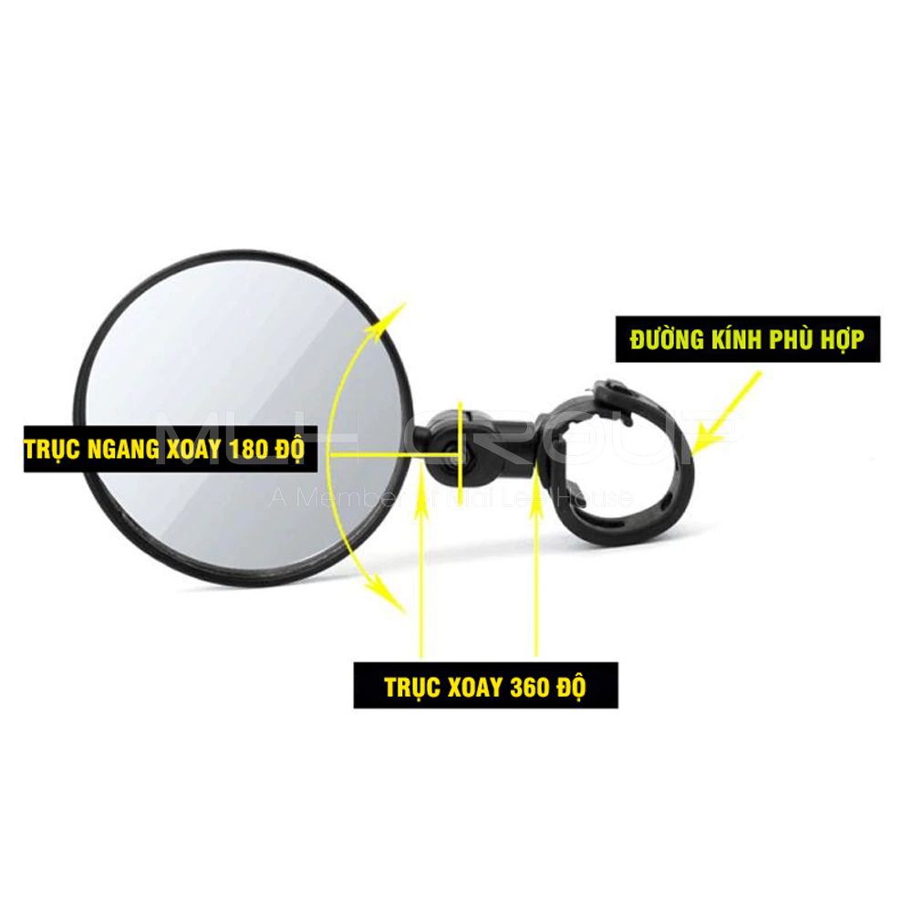 Gương Chiếu Hậu Tròn Lớn Cho Xe Đạp, Xe Đạp Thể Thao, Xe Đạp Địa Hình Xoay 360 Độ Giúp Đạp Xe An Toàn MLH