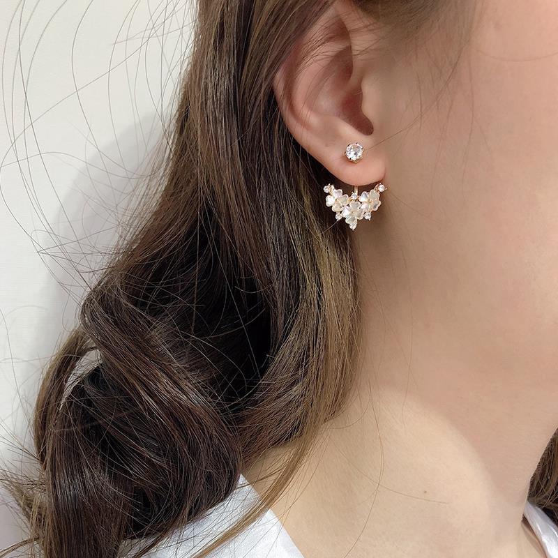 Bông Tai Hình Chữ V Đính Đá Lấp Lánh Phong Cách Hàn Quốc Thời Trang Cho Nữ