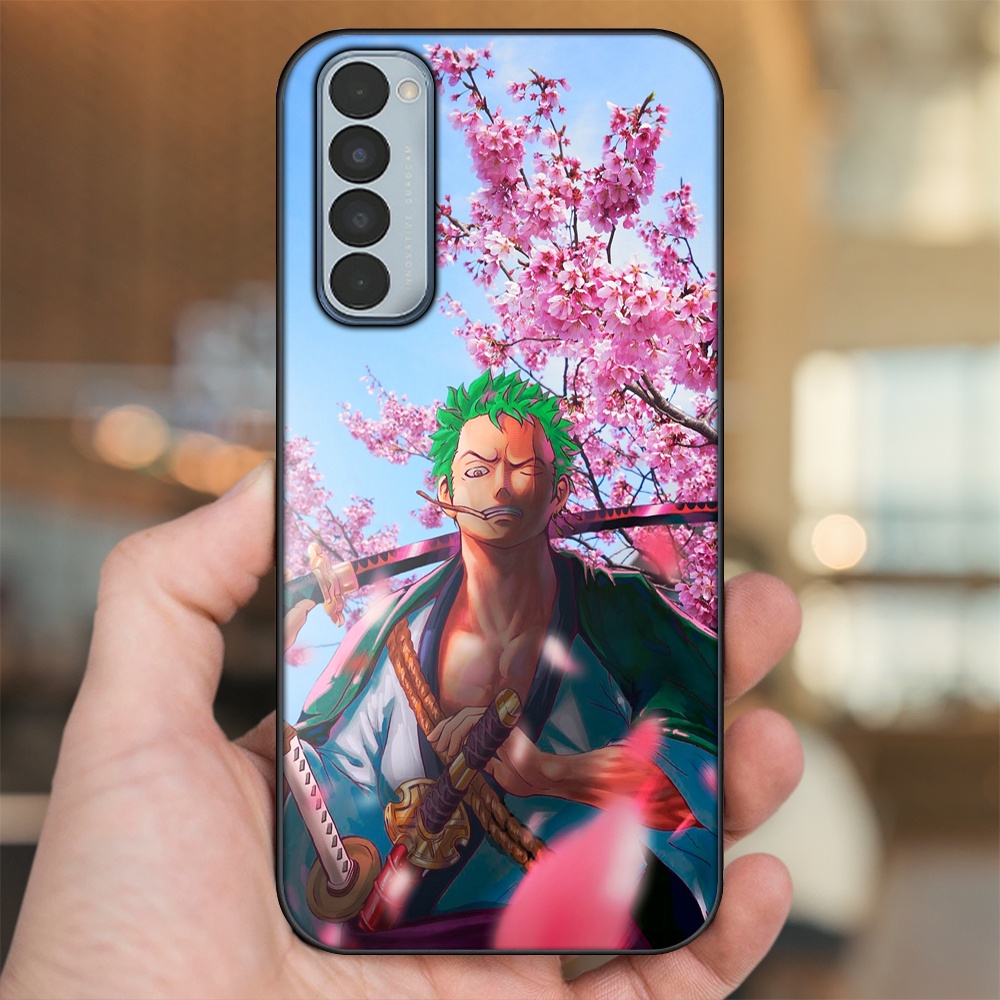 Ốp lưng Oppo Reno 4 Pro viền đen in hình Zoro One Piece