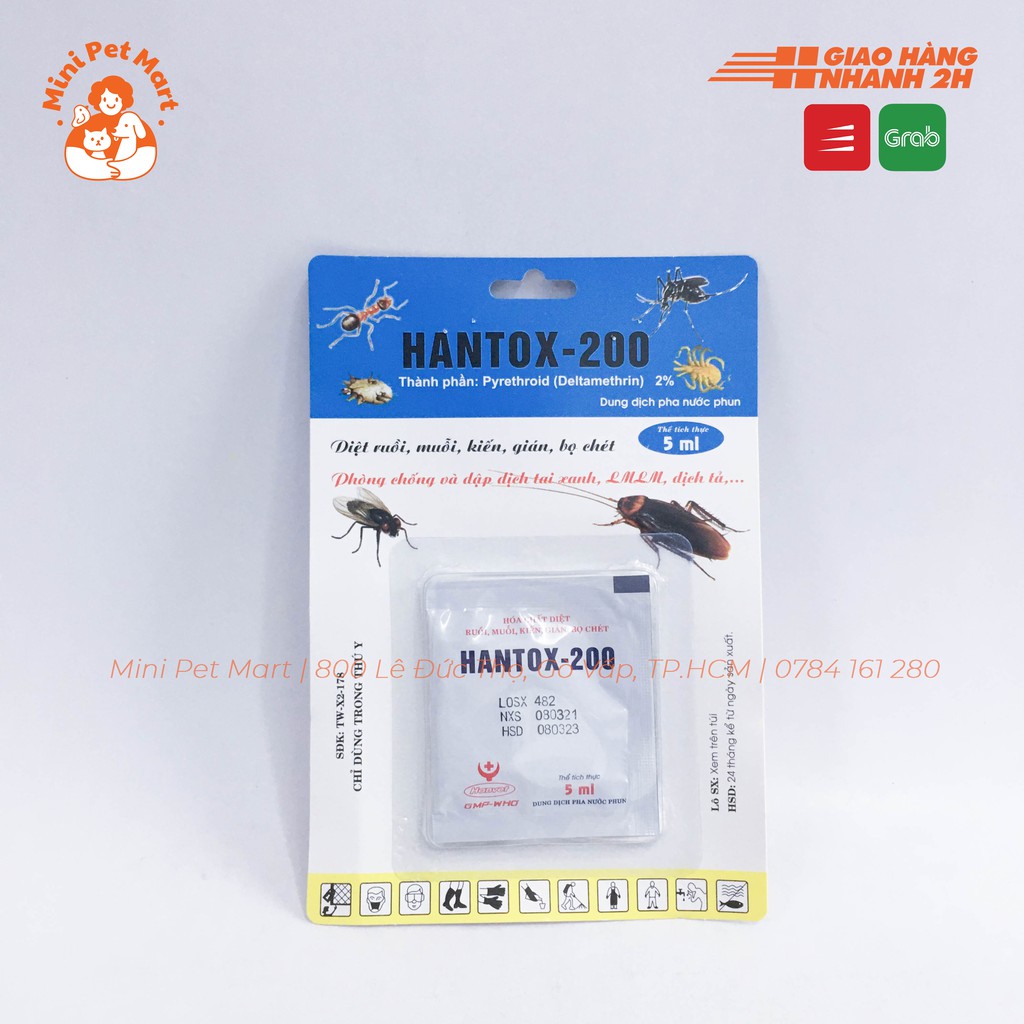 HANTOX 200 - Thuốc diệt ve rận, bọ chét, ruồi, muỗi, kiến, gián trong nhà