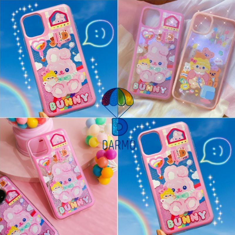 Ốp điện thoại nhũ nước kim tuyến TPU dẻo cho Iphone 6 7 8 plus X XS XR 11 12 Huawei Bentoy Milkjoy cầu vồng thỏ hồng