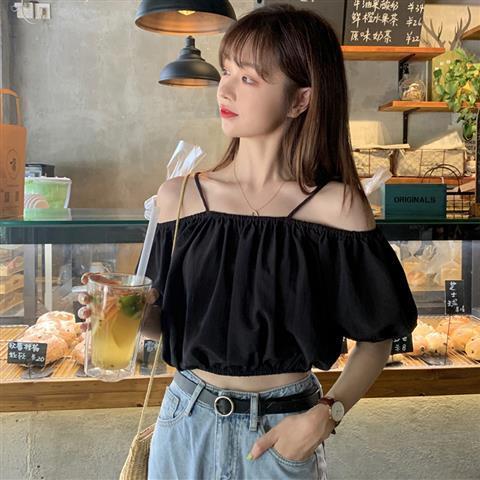 Áo hai dây ngắn trễ vai dáng rộng thời trang Hàn Quốc có 2 màu tùy chọn size S-L 935