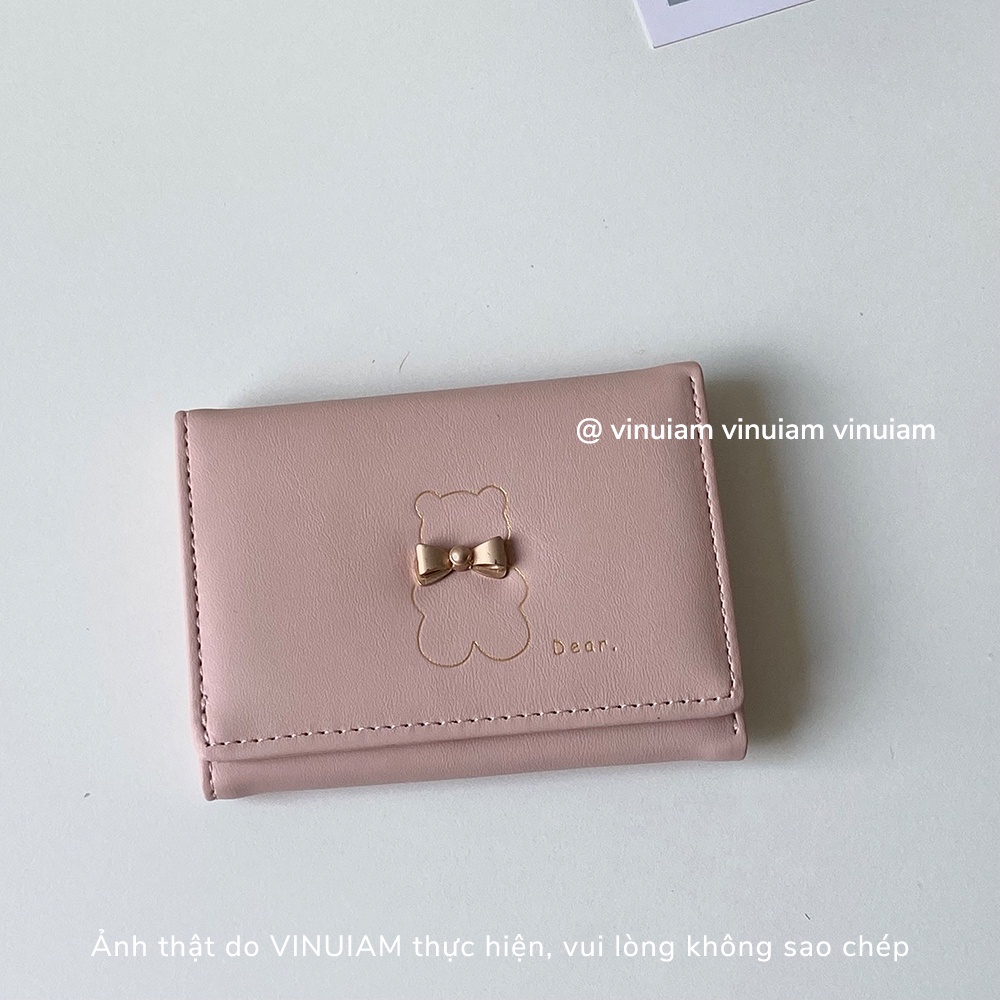 Ví nữ mini ngắn cầm tay da PU cao cấp thiết kế nhiều ngăn kiểu dáng dễ thương - V03