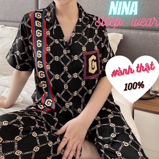 Đồ bộ ngủ Pyjama lụa latin tay dài quần dài sang trong