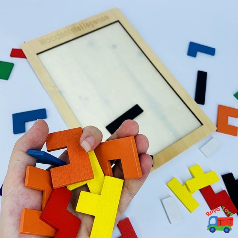 Đồ chơi bảng ghép hình bằng gỗ xếp gạch Terris cho bé lắp ráp | giáo dục trí tuệ Montessori, DIY, Stem, Steam