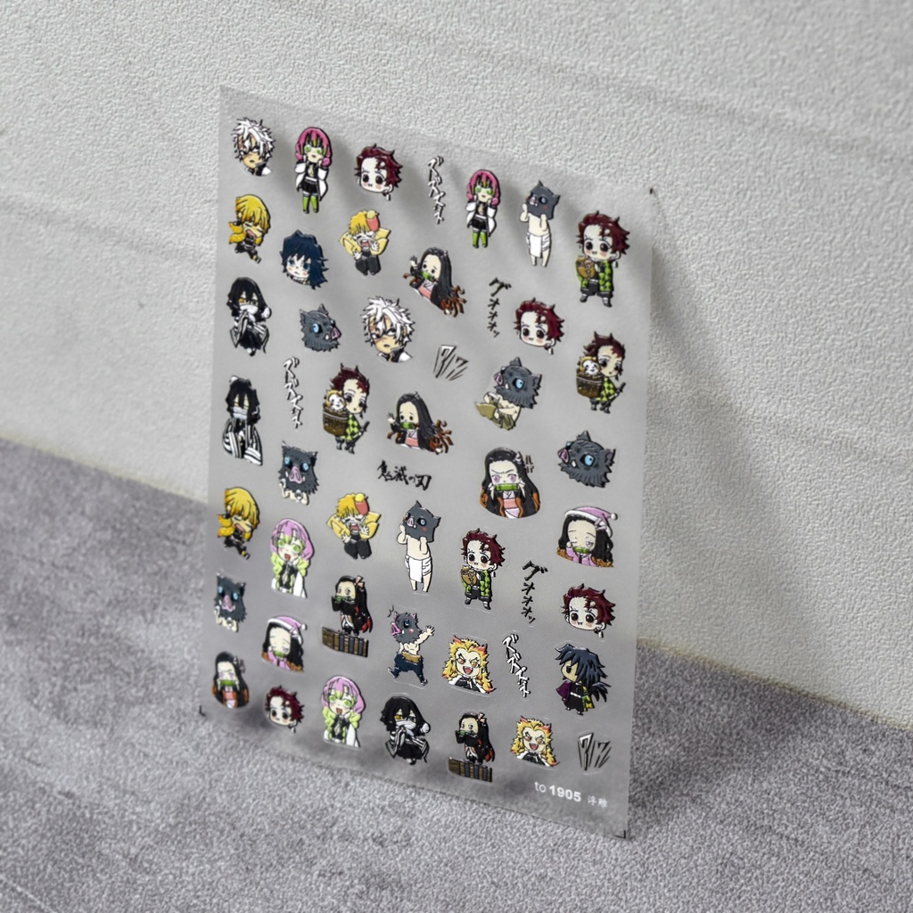 Set 1905 Miếng Dán Móng Tay Dập Nổi Họa Tiết Hoạt Hình One Piece