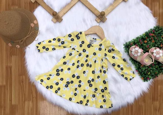 VÁY BÉ GÁI DÀI TAY COTTON XUẤT KHẨU 10- 25KG