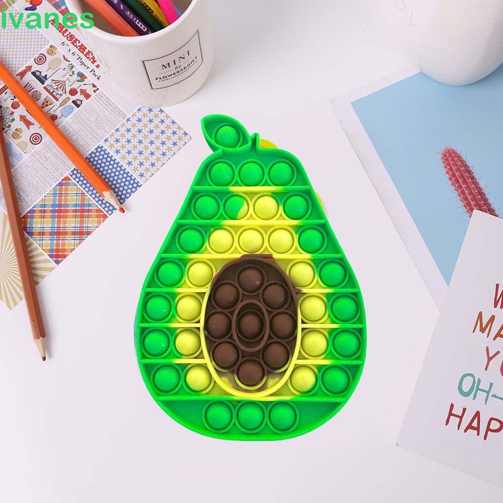 IVANES Adult Push Bubble Children Reliever Toy Fidget Sensory Toy Anti-stress Kid Silicone Relieve Autism Stress Avocado Pattern Squeeze Toy