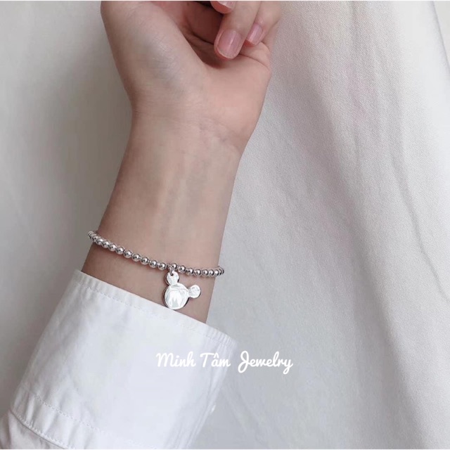 Lắc tay bi bạc mặt chuột mickey khắc tên theo yêu cầu-Minh Tâm Jewelry