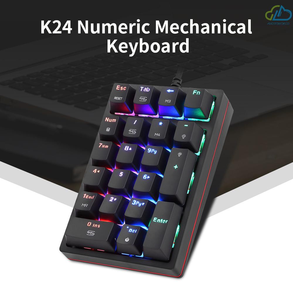 Bàn Phím Cơ Motospeed K24 21 Phím Có Dây Với 13 Rgb