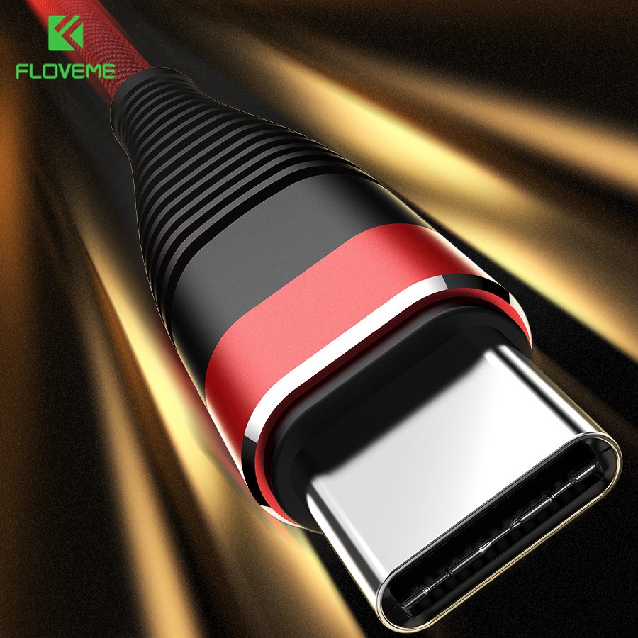 Floveme Sạc Nhanh Dây Cáp Điện Thoại TYPE C Dành Cho Samsung , OPPO, Xiaomi, Realme, Vivo , vải Bện Adapter, độ bền cao