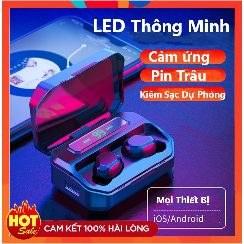 Tai Nghe Bluetooth Không Dây Cảm Ứng Thông Minh TT5 Premium Có Đèn Led LCD Âm Thanh Siêu Đỉnh 2020