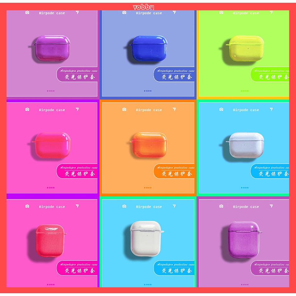 Vỏ bảo vệ hộp sạc tai nghe Airpods / Airpods Pro màu dạ quang