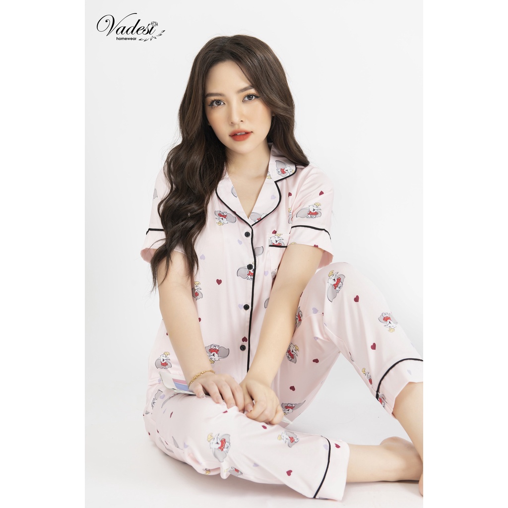 Đồ Bộ Ngủ Pijama Nữ Quần Dài Tay Ngắn Lụa Cao Cấp Mặc Nhà Đẹp Thấm Hút Thoáng Mát – VADESI