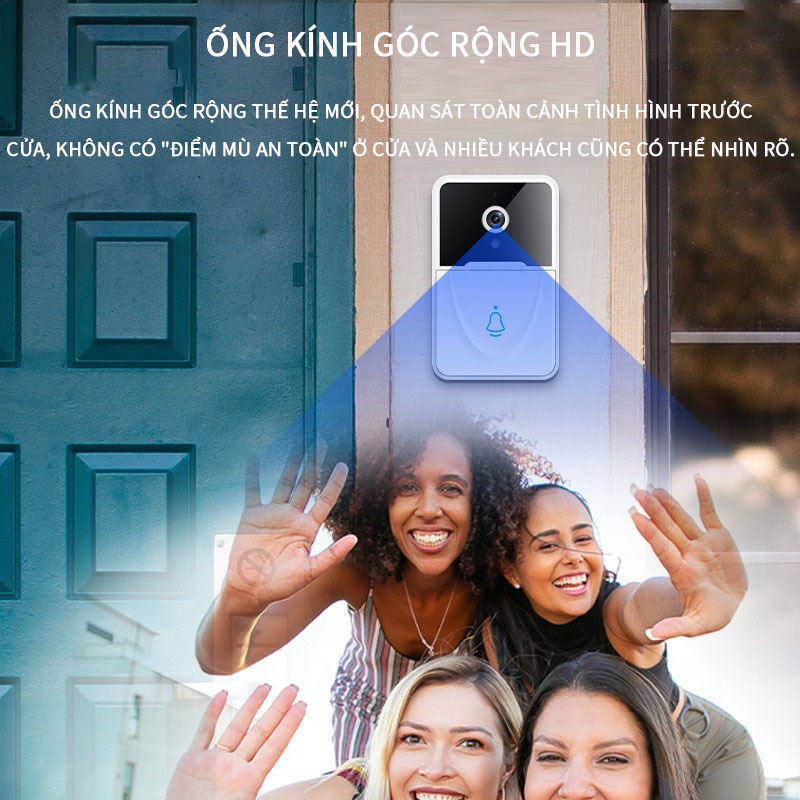 Chuông cửa không dây công suất thấp pin lithium HD tầm nhìn ban đêm video intercom video đổi giọng nói