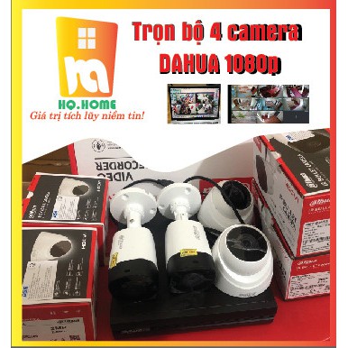 Trọn Bộ 4 Camera đi dây Anlog 2M full Hd chính hãng Dahua giá rẻ cho gia đình - Đã đầy đủ phụ kiện