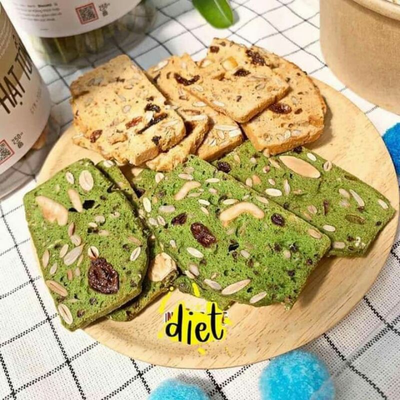 Bánh nguyên cám biscotti_Bánh ngũ cốc ăn kiêng tốt cho sức khoẻ tim mạch_Túi zip kính 250g