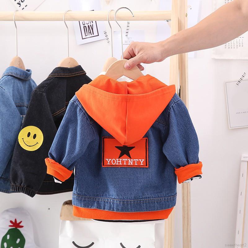 Spring/Autumn Fashion Boy Star Pattern Long Sleeves Hooded Denim Jacket 1~4 Years Old