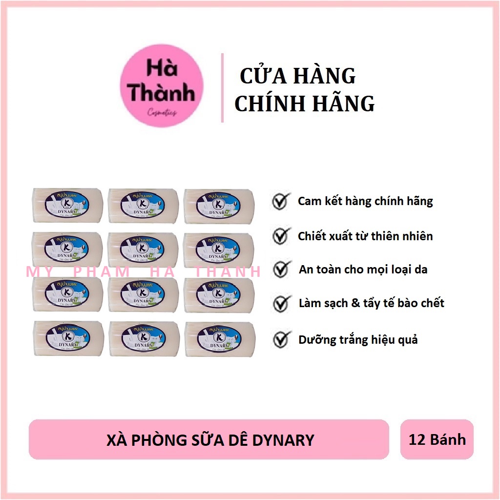 Lốc 12 Bánh Xà Phòng Sữa Dê Dynary Thái Lan 100g Hàng Chính Hãng Siêu Thơm Giữ Ẩm Cho Da Tẩy Tế Bào Chết - HT102