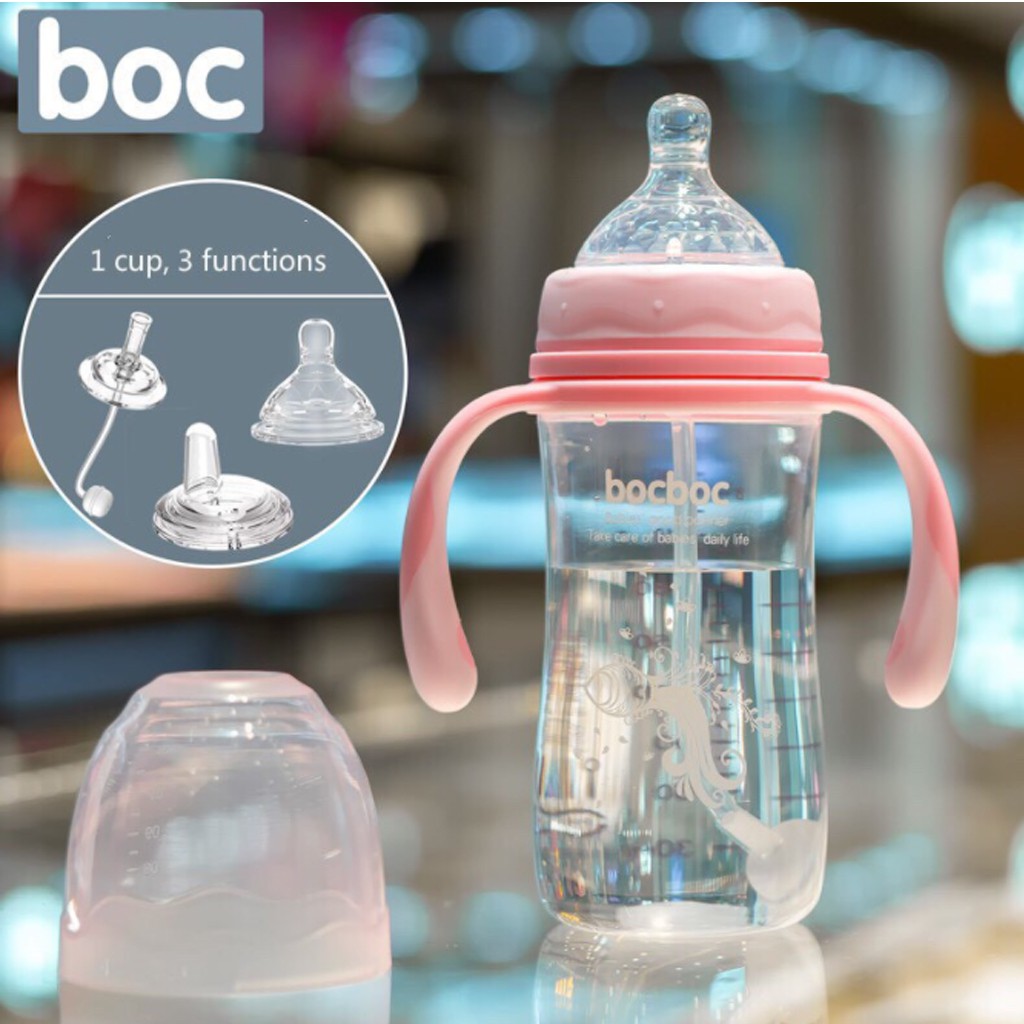 Bình Sữa BOCBOC 3 Trong 1,chống sặc,chống đầy hơi có tay cầm cho bé dung tích 240ml