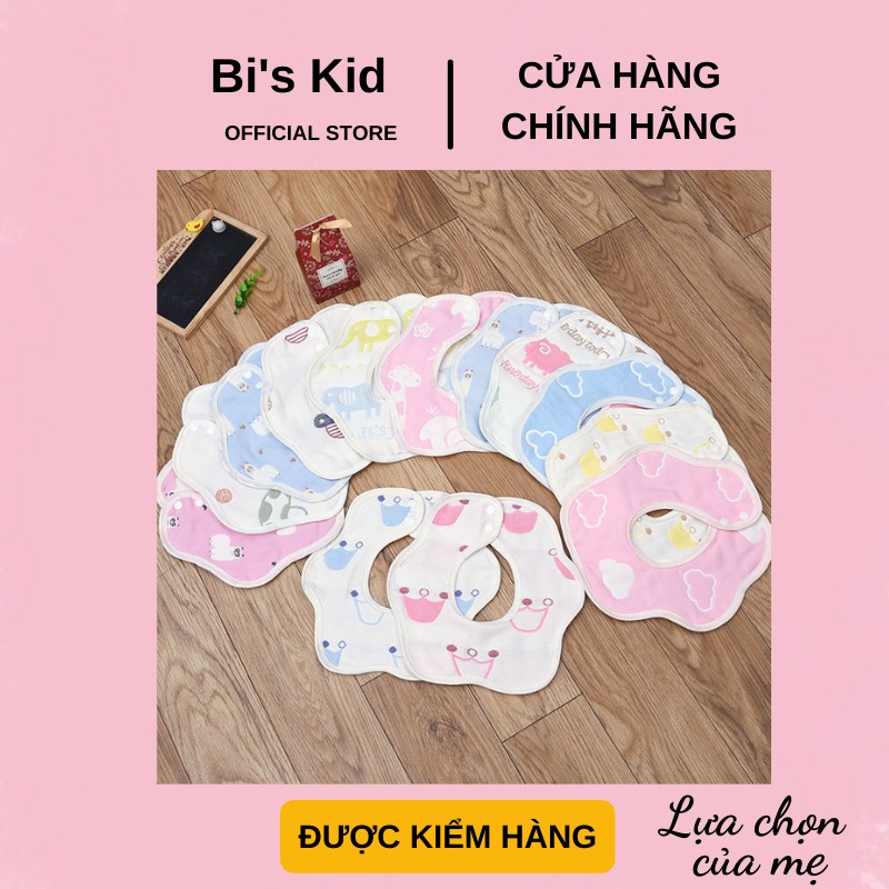 Yếm cho bé 📌FREESHIP📌 yếm xoay 360 độ  6 lớp vải xô dày dặn đeo 2 mặt cho bé yêu ăn dặm KT 28x28cm