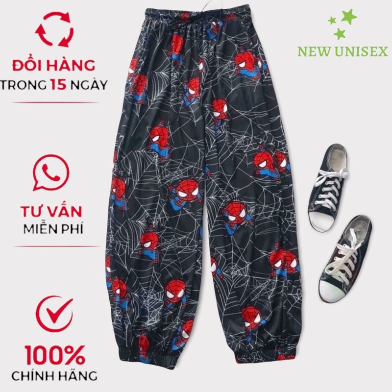 Quần Cartoon Suông Hoạt Hình Ống Rộng In Hình Người Nhện Siêu Ngầu [New Unisex]