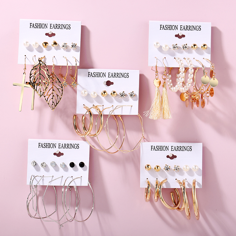 Bộ 6 cặp khuyên tai AY thời trang dành cho nữ