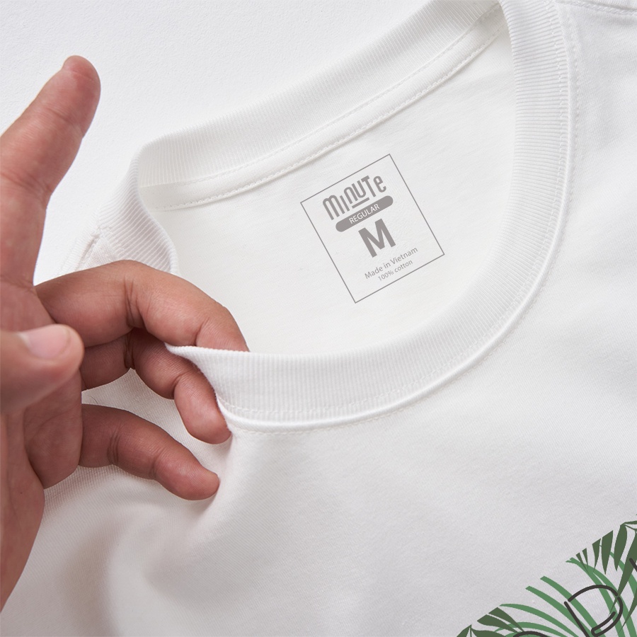 Áo thun nam cổ tròn tay ngắn 100% Cotton co giãn 4 chiều màu trắng MINUTE TROPICAL