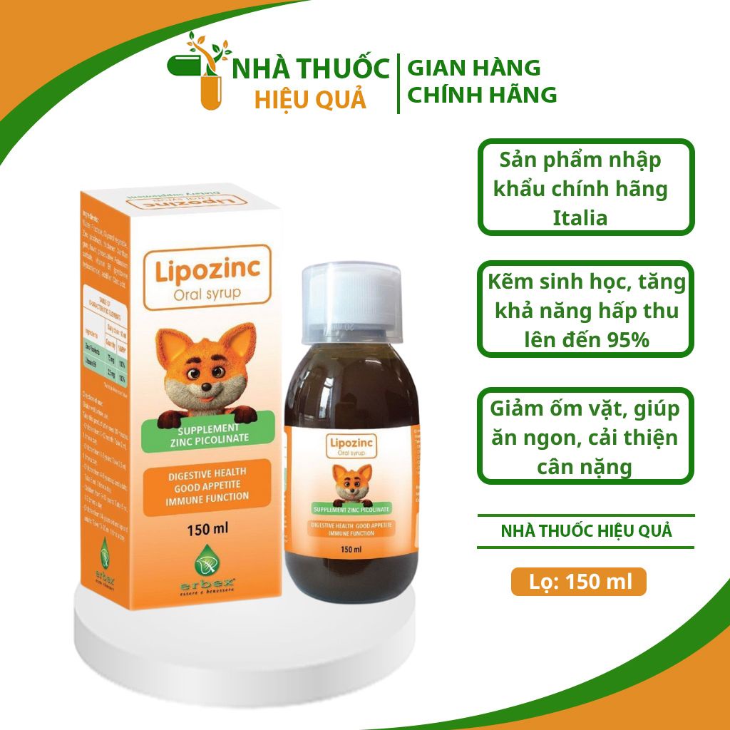 Siro Lipozinc Oral Syrup I Bổ sung Kẽm giúp bé ăn ngon hỗ trợ tăng đề kháng I Lọ 150ml I Nhập khẩu Italia.thuochieuqua