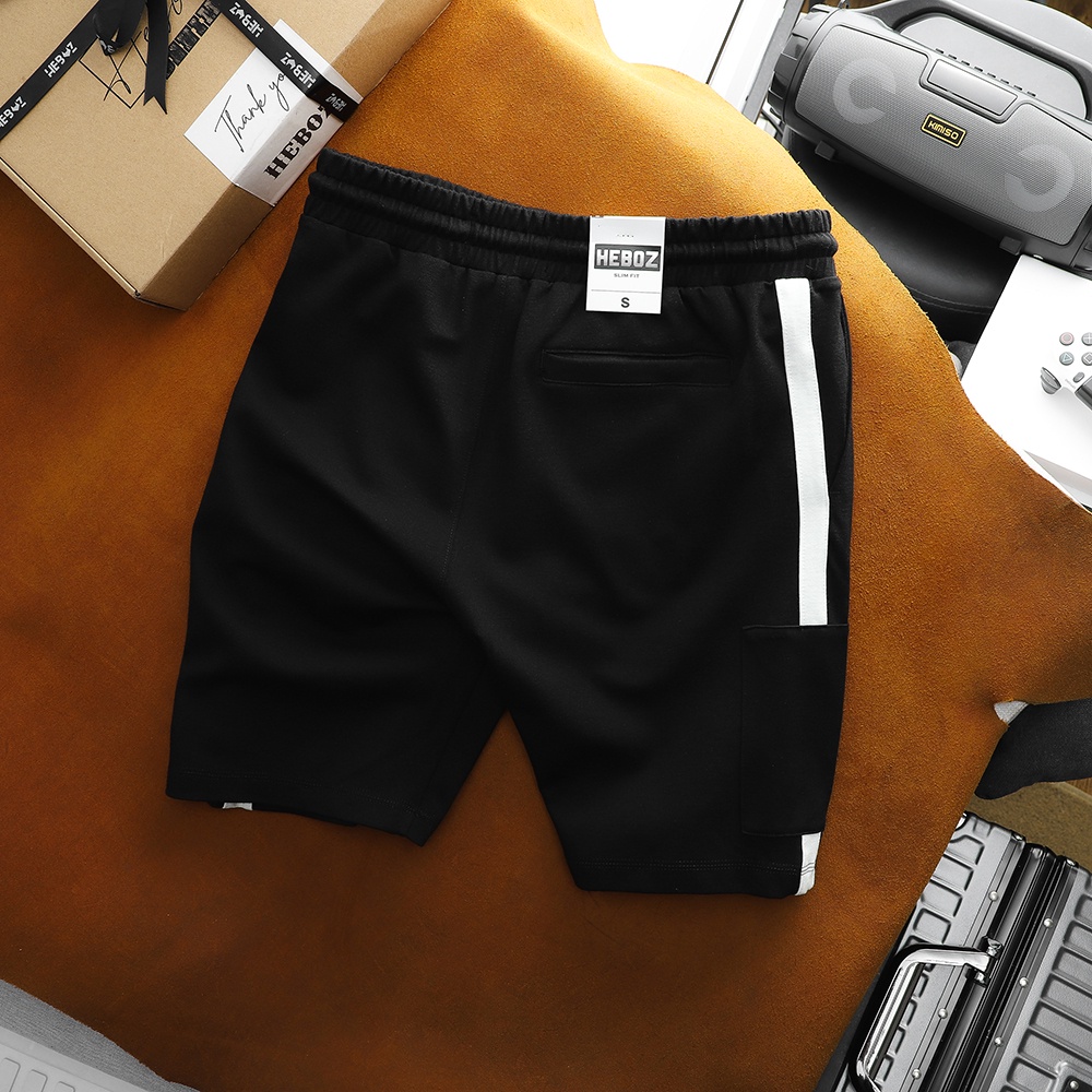 Quần short thun nam chất vải PC gân, túi có zip cao cấp HEBOZ 2M - 00001229
