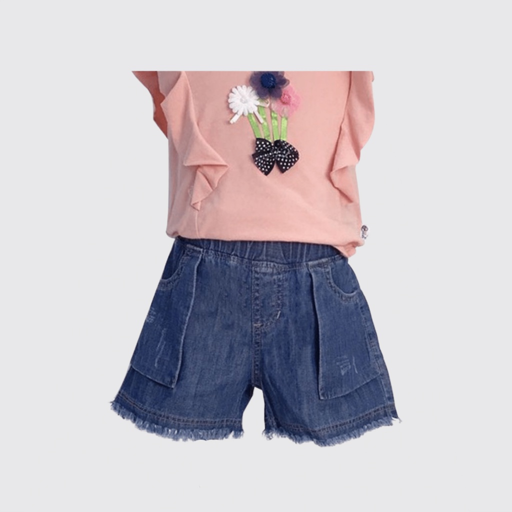 Quần Cộc Bé Gái Bee Kids Cạp Chun, Túi 2 Bên Chất Liệu Mềm Mại Đem Lại Sự Thoải Mái Cho Bé (4 - 14 Tuổi) 7QJ01659SX