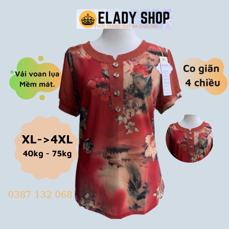 Áo trung niên nữ⚡FREESHIP⚡ Áo trung niên cho mẹ hàng  Quảng Châu cao cấp chất vải voan lụa đẹp nhẹ, mịn mát, không bị xù