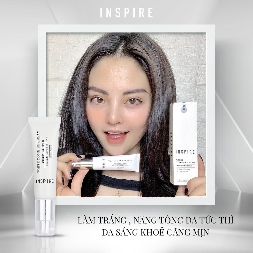 INSPIRE - Kem Face Lười White Tone Up Cream, Hỗ trợ makeup, Dưỡng trắng da, Cấp ẩm, Giảm sạm nám, tàn nhanh, Chống nắng