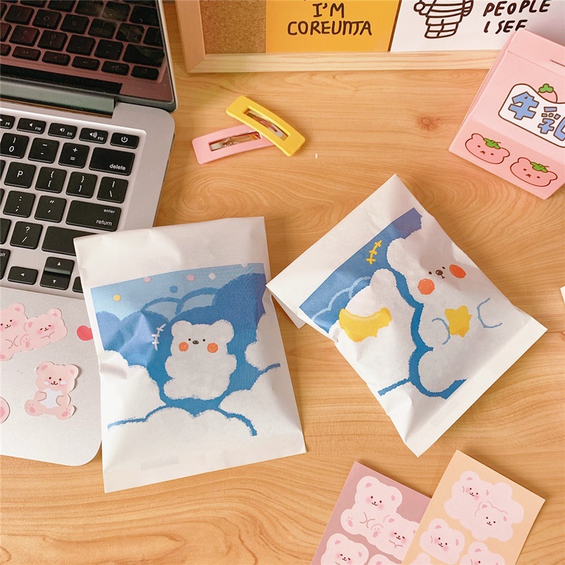 Set 1 / 4 Túi Giấy Đựng Kẹo Mini Họa Tiết Hoạt Hình Dễ Thương