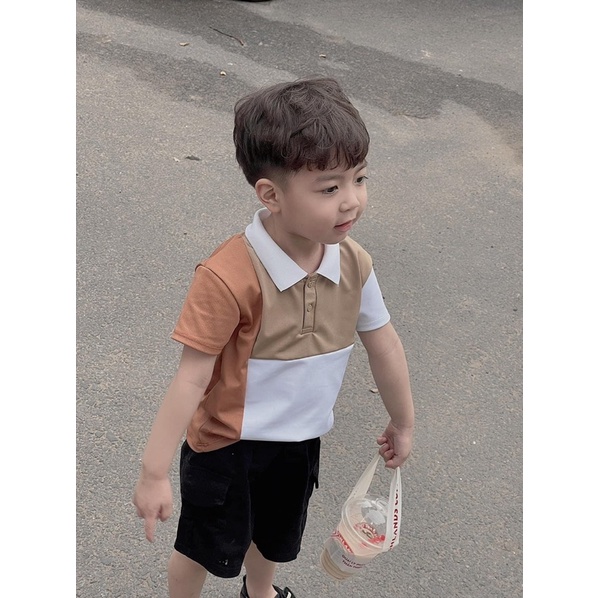ÁO POLO PHỐI MÀU NÂU CHO BỐ VÀ CON