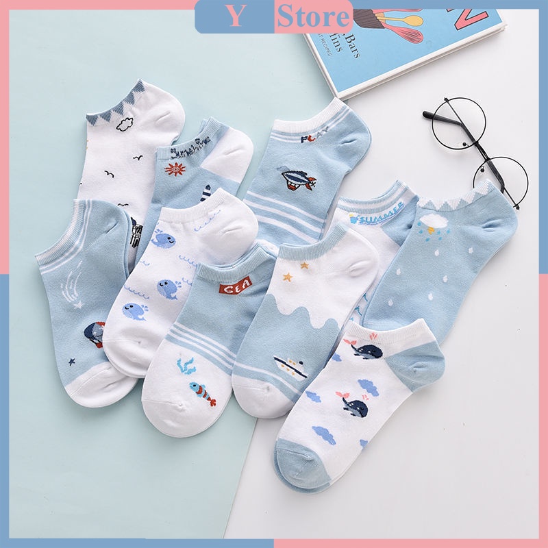 Tất cổ ngắn blue color dễ thương BT61