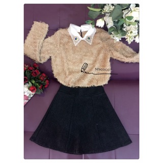 Áo lông cổ đính đá