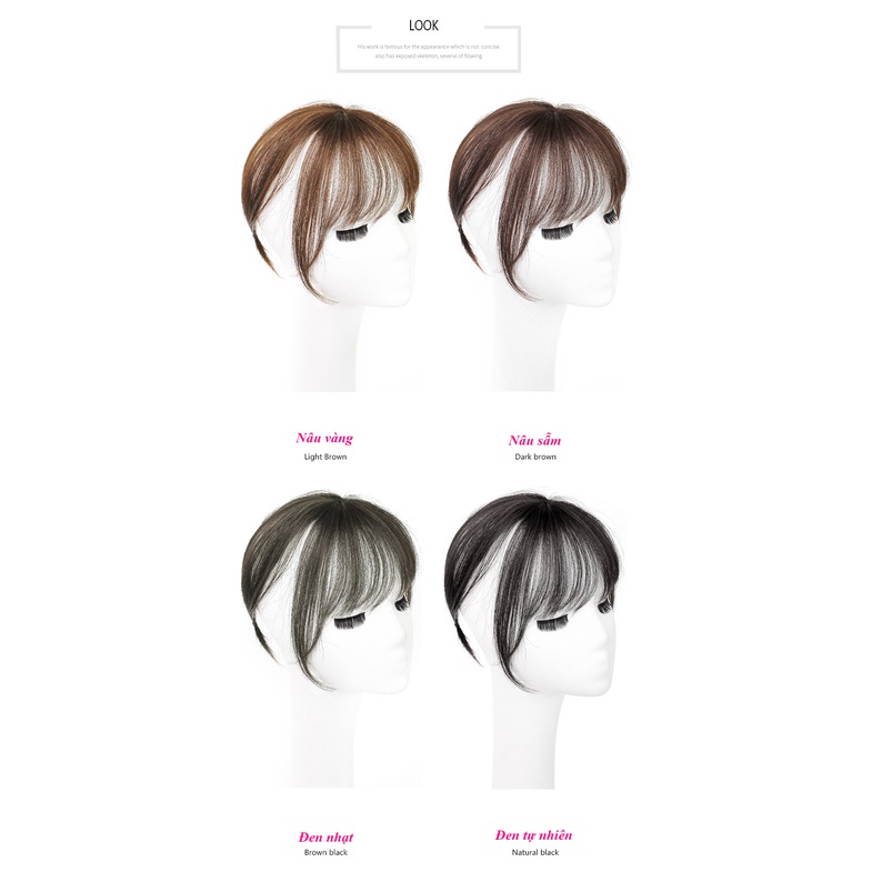 Tóc mái giả 3D che hói có da đầu