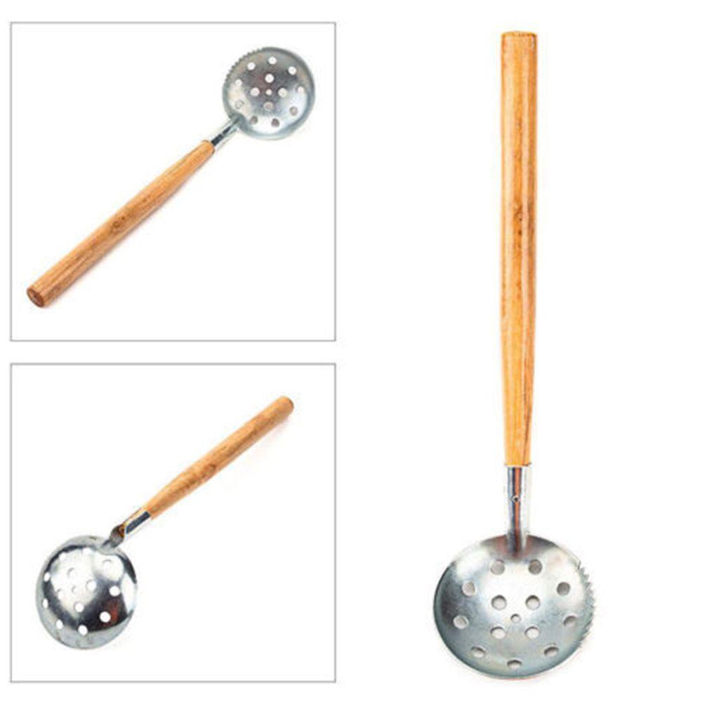 JONYE Muỗng Múc Đá / Cá Bằng Thép Không Gỉ Tay Cầm Bằng Gỗ Bền Bỉ