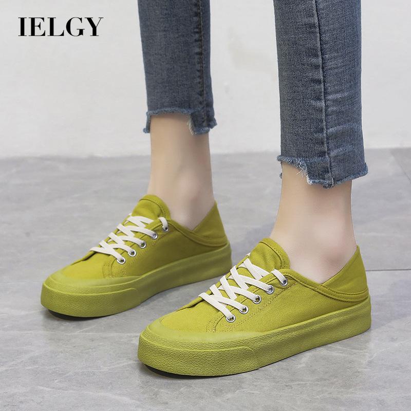 Giày IELGY vải canvas đế bằng mỏng thoáng khí phong cách thời trang cho nữ