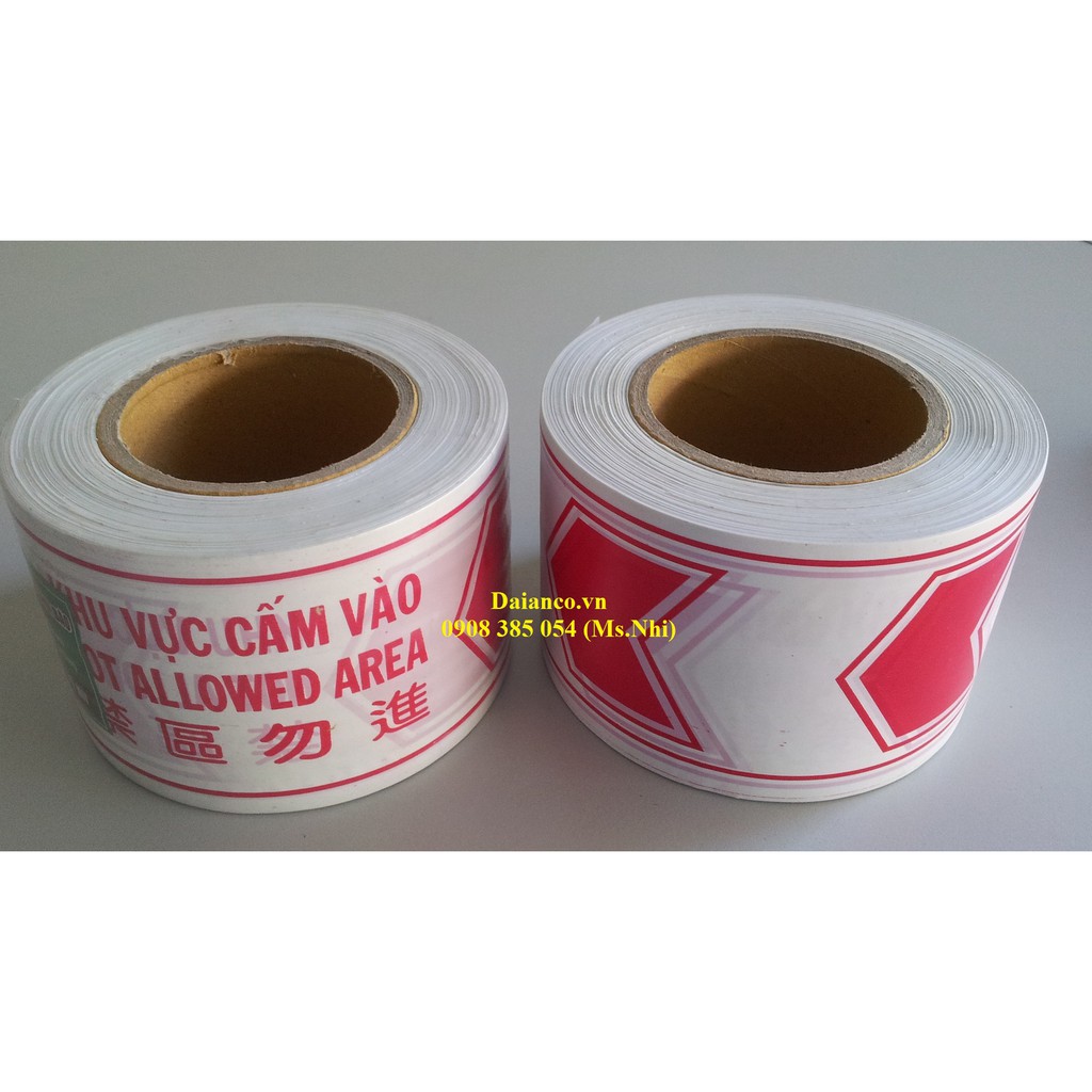 Băng rào cảnh báo khu vực cấm vào chất liệu nilong- Hình thật