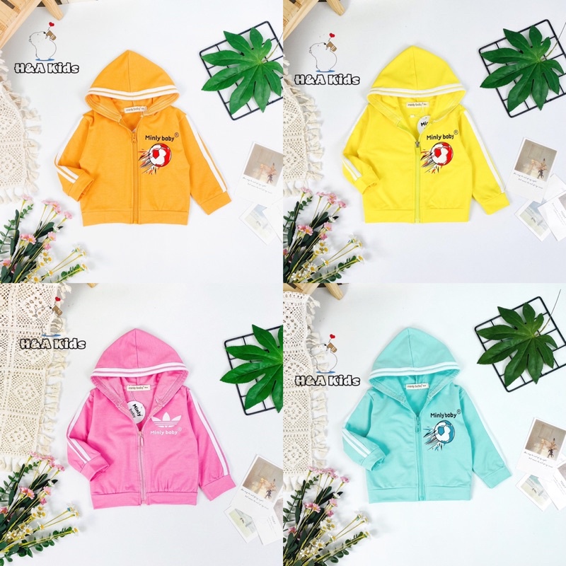 Áo Khoác Chống Nắng,Áo khoác Minly Baby Vải Da Cá Dày Dặn, Phối viền  Dễ Thương cho bé trai và bé gái size 7-28kg