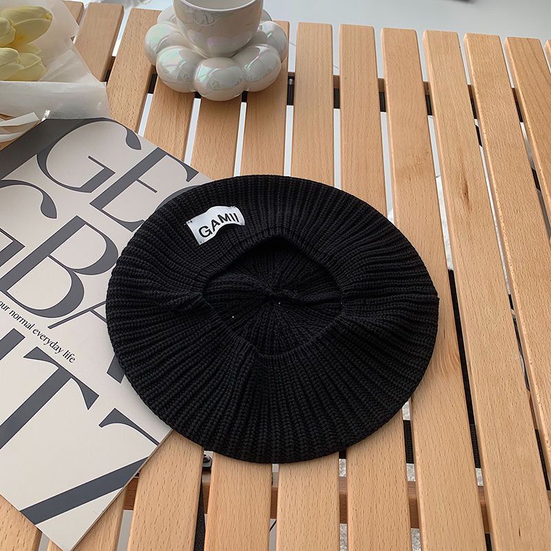 Mũ nồi len màu đen cho chu vi vòng đầu lớn thời trang Hàn Quốc cho nữ