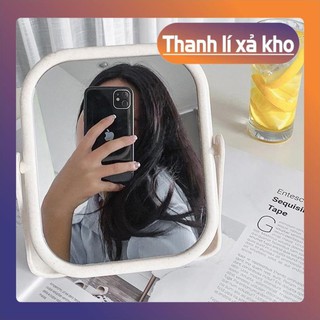 Gương trang điểm 2 mặt mẫu vuông chân xoay 360