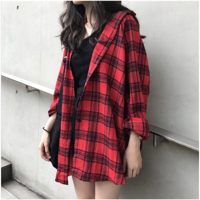Áo sơ mi caro ulzzang kèm ảnh thật