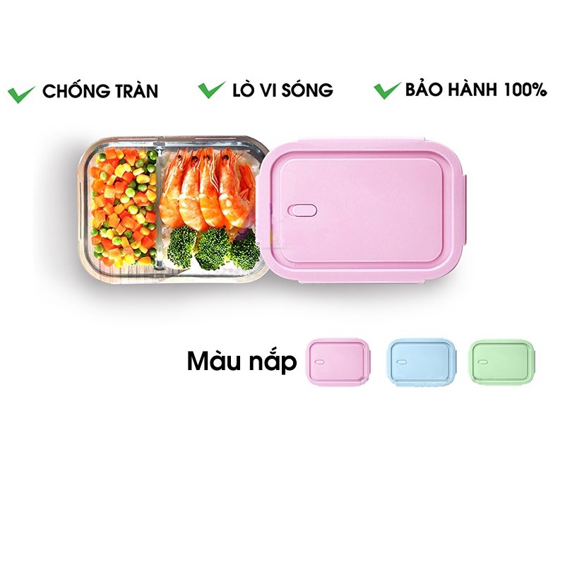 Hộp đựng cơm thủy tinh cao cấp đủ kích thước, Hộp cơm thủy tinh có kèm đũa thìa inox