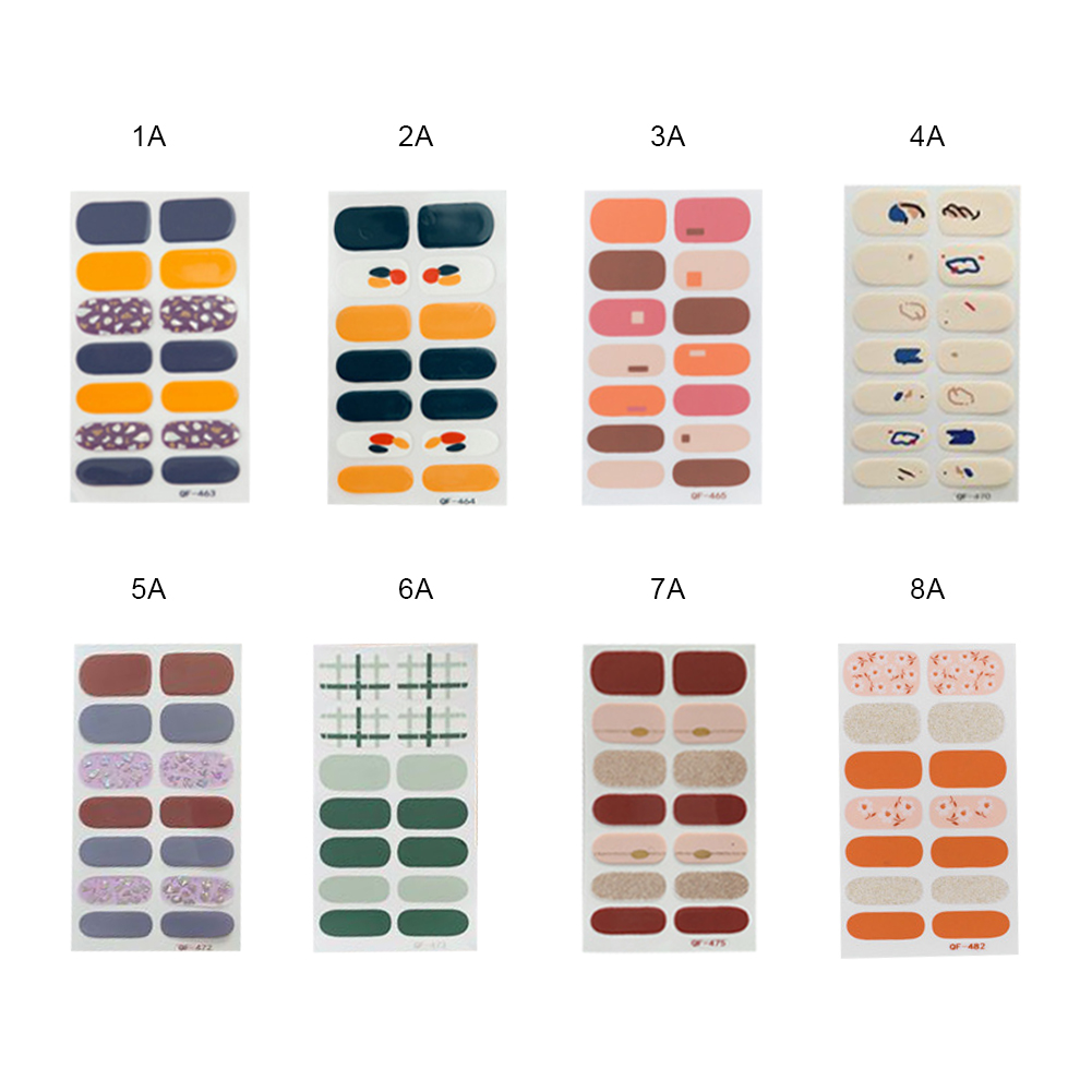 Set 14 Miếng Dán Móng Tay Họa Tiết Trái Tim Lấp Lánh Thời Trang Dễ Thương