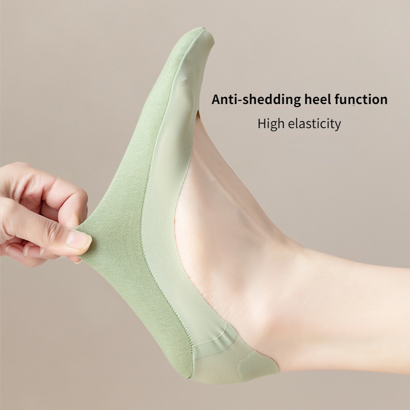 Vớ Thuyền Bằng Lụa Lạnh Mỏng Nhẹ Chống Trượt Thời Trang Dành Cho Nữ