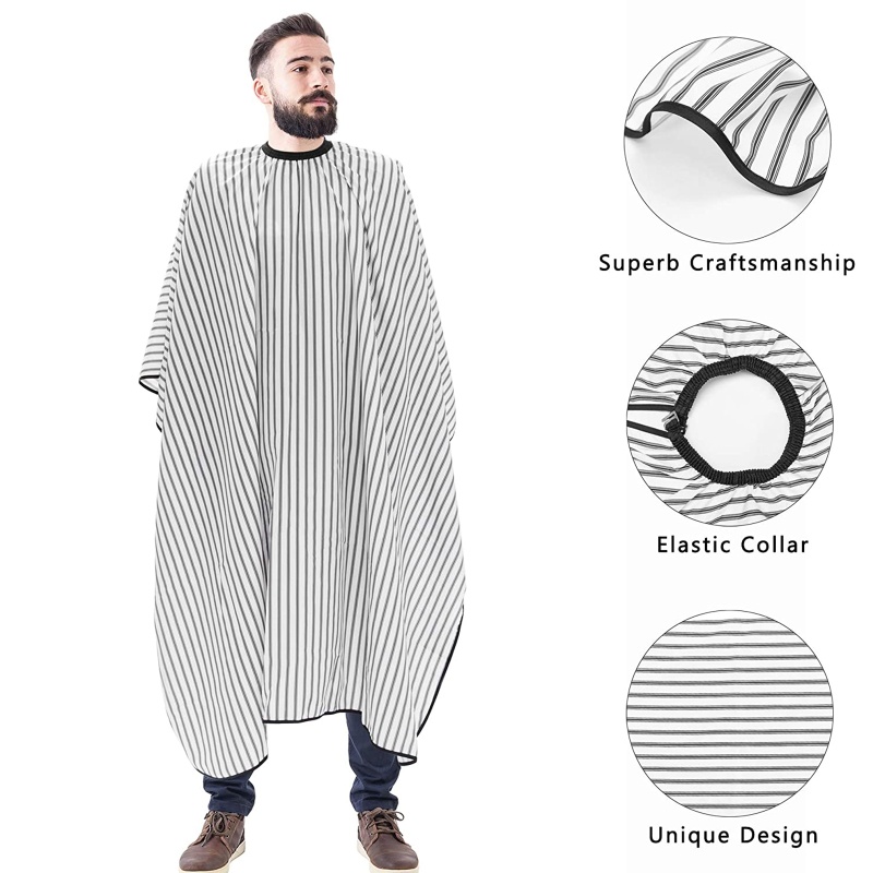 Youyo Bộ 3 Áo Choàng Cổ Kẻ Sọc Trắng Đen Chống Thấm Nước Có Thể Điều Chỉnh Nhuộm Tóc